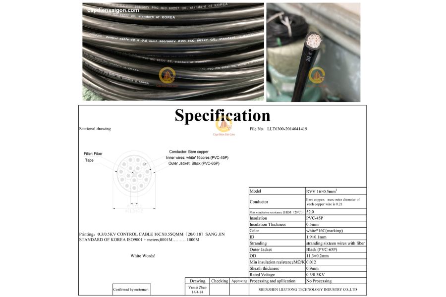 Cáp điều khiển Sangjin 16 core không lưới: Giải pháp hoàn hảo cho hệ thống truyền tín hiệu công nghiệp phức tạp