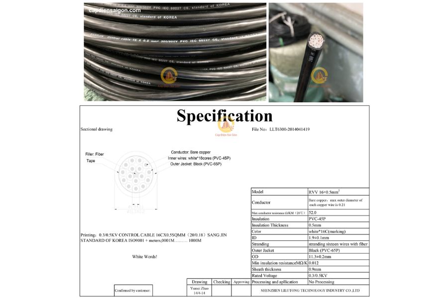 Cáp Điều Khiển Sangjin Không Lưới 16 Core x 1,25 mm² (Sangjin RVV 16x1,25mm²): Giải Pháp Lý Tưởng Cho Hệ Thống Điều Khiển Công Nghiệp Hiện Đại